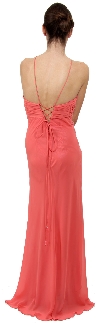 Keyhole Ruched Bust Beaded Formal  Prom Dress back