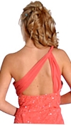 Single Shouldered and Brooched Prom Dress back