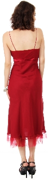 Spaghetti Straps Satin Bow Tea Length Cocktail Party Dress back