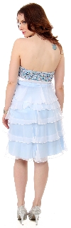 Sequin Bodice Short Party Dress with Cascading Ruffles back