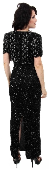 Long Beaded Dress with Attached Short Jacket back