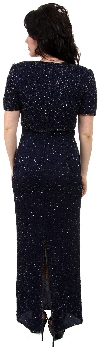 Long Beaded Dress with Attached Short Jacket back