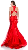 Halter Neck Ruffled Back Floor Length Prom Pageant Dress back