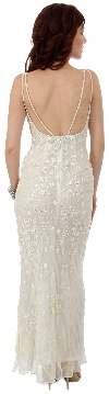 Double Strapped Floral Beaded Formal Dress back