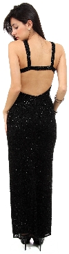 Front Keyhole with Open Back Fully Beaded Formal Gown back