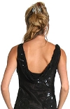 Cowl Neck Sequined Long Formal Dress with Floral Beading back in Black