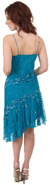 Asymmetric Hem Spaghetti Straps Beaded Short Cocktail Dress  back