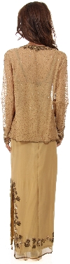 Long Formal Beaded Dress with Matching Jacket  back