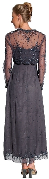2 Piece Floral Beaded Formal Dress back in Charcoal color
