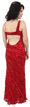 Striped Sequin Beaded Formal Evening Dress back