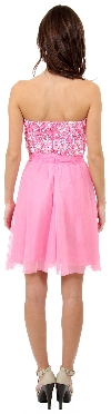 Strapless Sequin Flower Bodice Tulle Short Prom Dress back