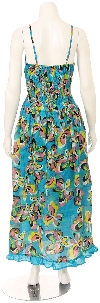 Spaghetti Strapped Butterfly Print Summer Dress in Blue back
