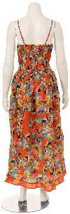 Spaghetti Strapped Butterfly Print Summer Dress in Orange back