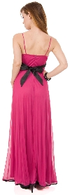 Roman Inspired Long Formal Dress with Floral Applique back