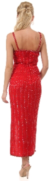 Spaghetti Straps V-Neck Long Sequined Formal Dress back