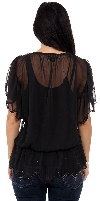Short Sleeved Assymetric Sheer Top back