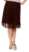Bead Embellished Knee Length Skirt  back in Brown