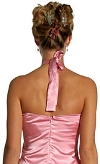 Halter Neck Asymmetric Satin Formal Prom Dress back