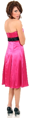 Strapless Two Toned Prom Dress With Bow Appliqu back