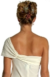 Single Sleeve Long Formal Evening Dress with Brooch back