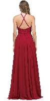 Lace Bodice Criss Cross Back Long Bridesmaid Dress back