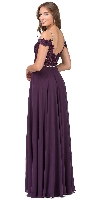 Cold Shoulder Beaded Lace Bodice Long Prom Dress back