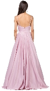 V-Neck Adjustable Straps Pleated Bust Long Prom Dress back in Dusty Pink