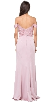 Off-the-Shoulder Lace Accent Top Long Prom Dress back