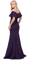 Ruffled Off-the-Shoulder Princess Cut Long Prom Dress back in Plum
