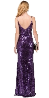 Deep V-Neck Spaghetti Straps Long Sequins Prom Dress back