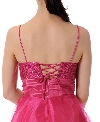 Sequin Bodice Crystal Mesh Skirt Short Party Dress back in Fuchsia