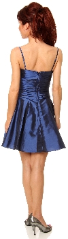 Shirred Bodice Short Party Dress with Bow Applique back