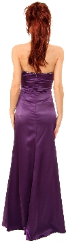 Ruched Bejeweled Fitted Formal Evening Dress back