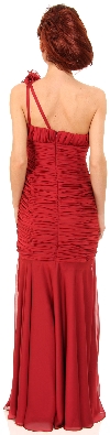 Shirred Single Shoulder Formal Evening Dress back
