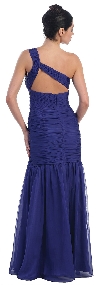One Shoulder Ruched Bodice Mermaid Formal Dress back