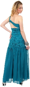 One Shoulder Ruched Bodice Mermaid Formal Dress back in Teal