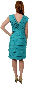 Aqua Inspired Cocktail Dress with Cascading Ruffles back