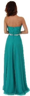 Strapless Pleated Bust Floor Length Formal Prom Dress back