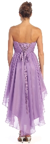 Strapless Floral Accent High Low Cocktail Party Dress  back in Lilac