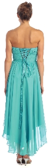 Strapless Floral Accent High Low Cocktail Party Dress  back