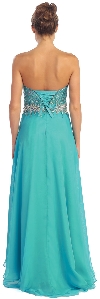 Strapless Hi-Low Formal Prom Dress with Sequin Bodice back