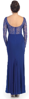 Floral Beaded Lace Full Sleeves Long Formal MOB Dress back