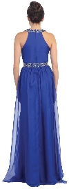 Halter neck Floor Length Formal Prom Dress with Rhinestones back