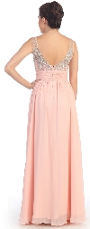 Bejeweled Mesh Top Long Formal Prom Dress back
