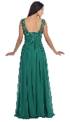 Round Neck Lace Beaded Bodice Long Formal Prom Dress back