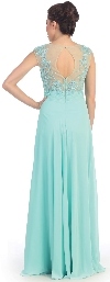 Floral Lace Bust Long Formal Prom Dress with Cutout Back back
