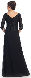 V-Neck Lace Top Long Formal Mother of the Bride Dress back