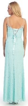 Round Neck Lace Formal Prom Dress with Floral Cutout Design back