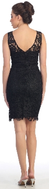 Sheer Neck Artistic Pattern Lace Short Formal Party Dress back