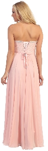 Strapless Long Formal Prom Dress with Lace & Rhinestones back